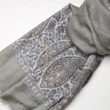 【聖誕禮物】喀什米爾羊絨編織卡尼葉子/灰橄欖色圍巾披肩現貨