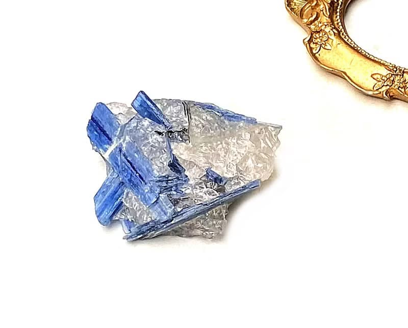 天然原礦藍晶石共生白水晶 辦公室 居家 療癒 擺件 可消磁手鍊