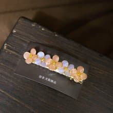 髮夾水晶花_圓花排髮夾(粉紫色) _光點飾品