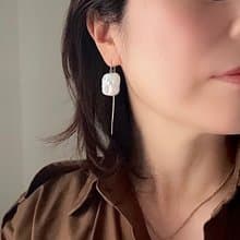 SV アメリカンピアス スクエア 淡水パール  パールピアス　pearl earrings  珍珠耳環 珍珠耳环 진주귀걸이