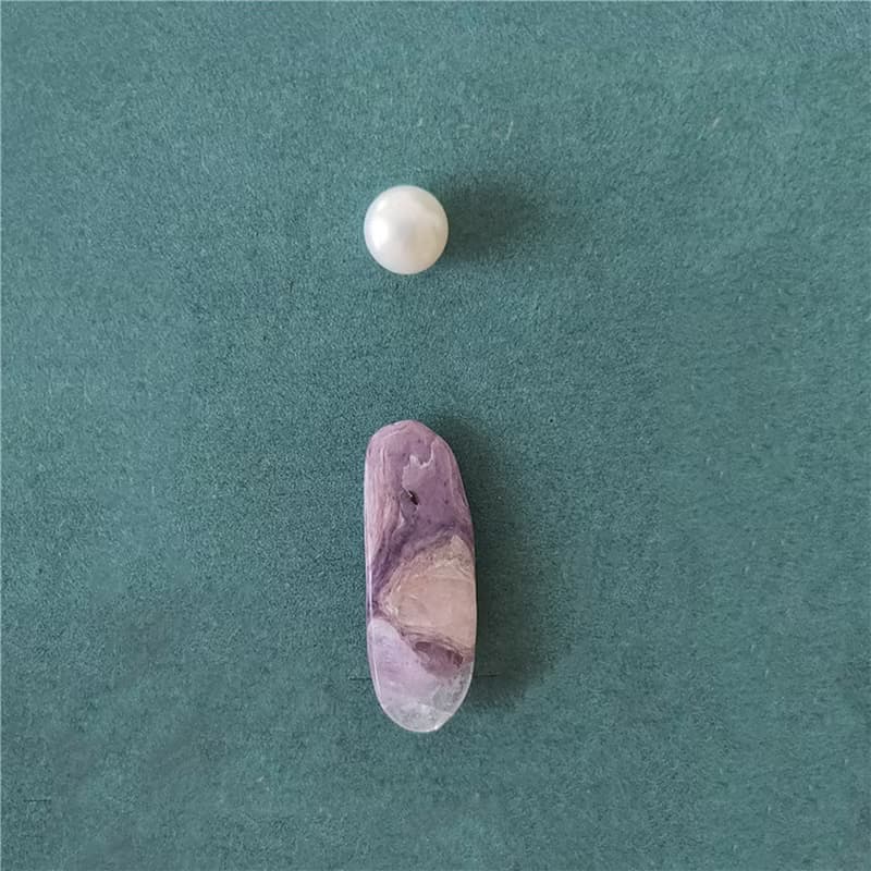 珍珠紫龍晶混搭耳飾天然石耳墜淡水珠小耳釘踢獨特花紋手工配飾