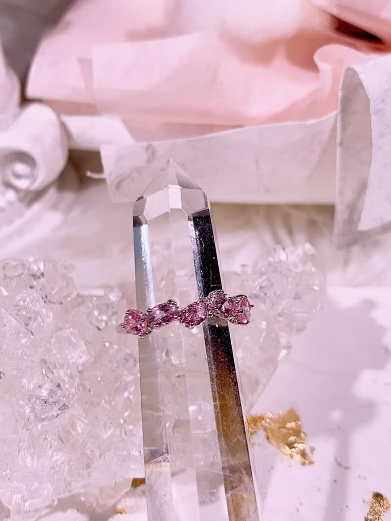 天然尖晶石 粉色尖晶石寶石線戒 0.94克拉 925純銀