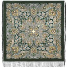 Pavlovo Posad Russian Shawl 100% Wool Scarf 125x125 cm Wrap Silk Fringe 2007-2