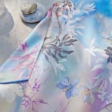 【蘭之曜】夢幻色雙面印真絲方巾 / 手繪台灣原生蘭 蠶絲巾