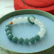 藍水翡翠羊脂白玉雙拼手鏈   一點兒淡藍一點兒綠調