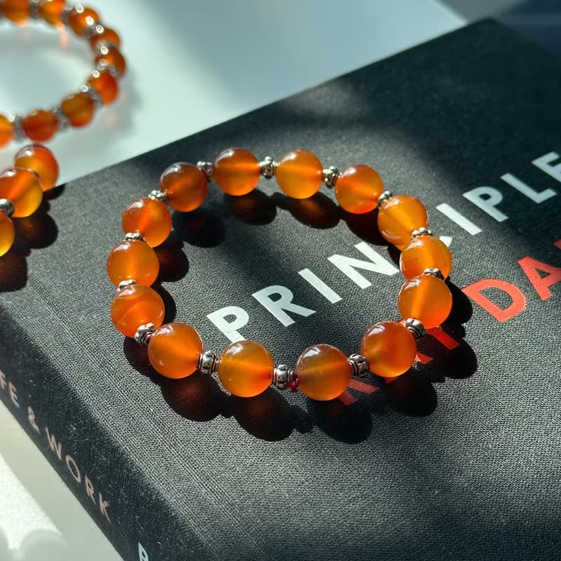 【梧桐居】紅瑪瑙復古鍍銀手鏈 【巨蟹獅子座|7月】正面能量 鎮定