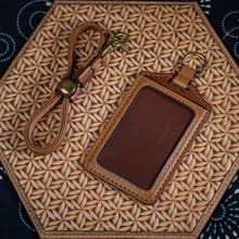 茶+淺茶雙色直式證件套,卡套,悠遊卡,證件卡套,義大利植鞣革 Butt