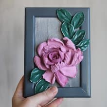 Rose 3d painting, textured decor, miniature floral painting, original wall art