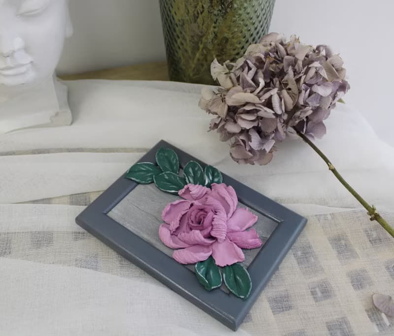Rose 3d painting, textured decor, miniature floral painting, original wall art