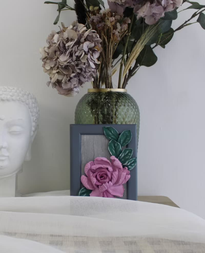 Rose 3d painting, textured decor, miniature floral painting, original wall art