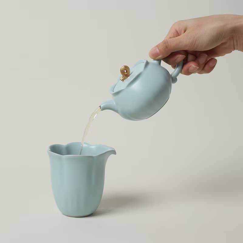 陸寶 清荷雅境 茶組 天青色 茶具組 荷葉