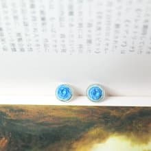空想#13 莖幹玫瑰繡手刺繡耳環 耳夾/耳針
