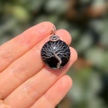 Wire Wrapped Black Onyx Tree Of Life Pendant Necklace, Birthday Gift for Men
