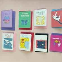 Set of 8 Mini Greeting Cards Pack.  Funny Cute Pets &Animals