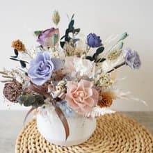 【竒植花物】大理石永生乾燥盆花 乾燥花禮 生日禮物 情人節 不凋