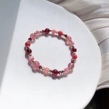 草莓晶、石榴石、薔薇輝、紅紋石 天然石手鍊