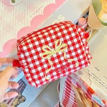 Sweetstore Supply原創紅格蝴蝶結刺繡化妝包便攜收納包