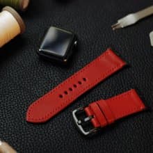 【歡慶週年慶】【超划算】 applewatch真皮手縫錶帶-辣椒紅