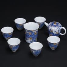 陶瓷青花瓷 茶具組│1壺1海6杯│星月浪花│畢業禮物