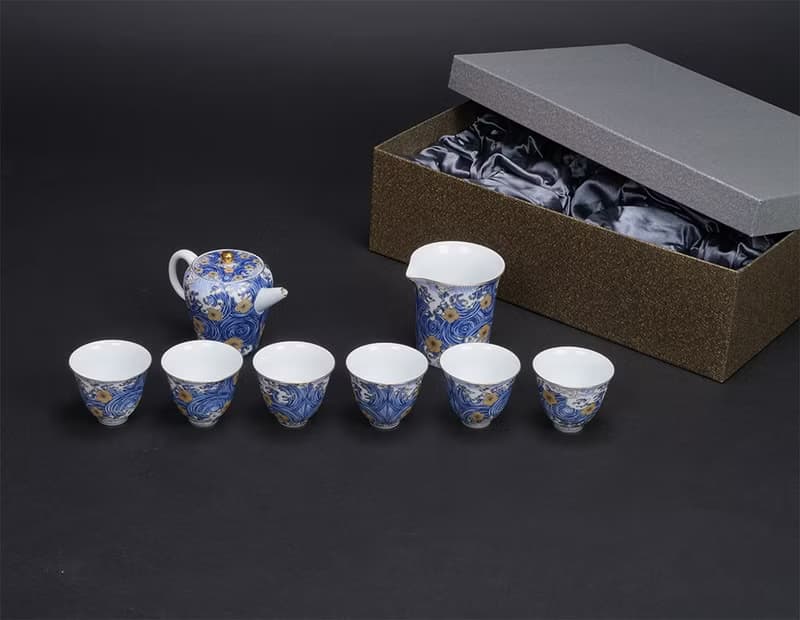 陶瓷青花瓷 茶具組│1壺1海6杯│星月浪花│畢業禮物