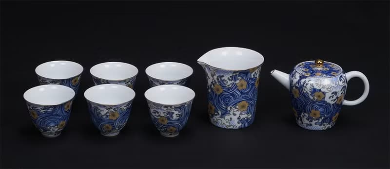 陶瓷青花瓷 茶具組│1壺1海6杯│星月浪花│畢業禮物