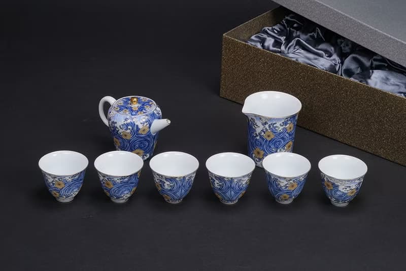 陶瓷青花瓷 茶具組│1壺1海6杯│星月浪花│畢業禮物