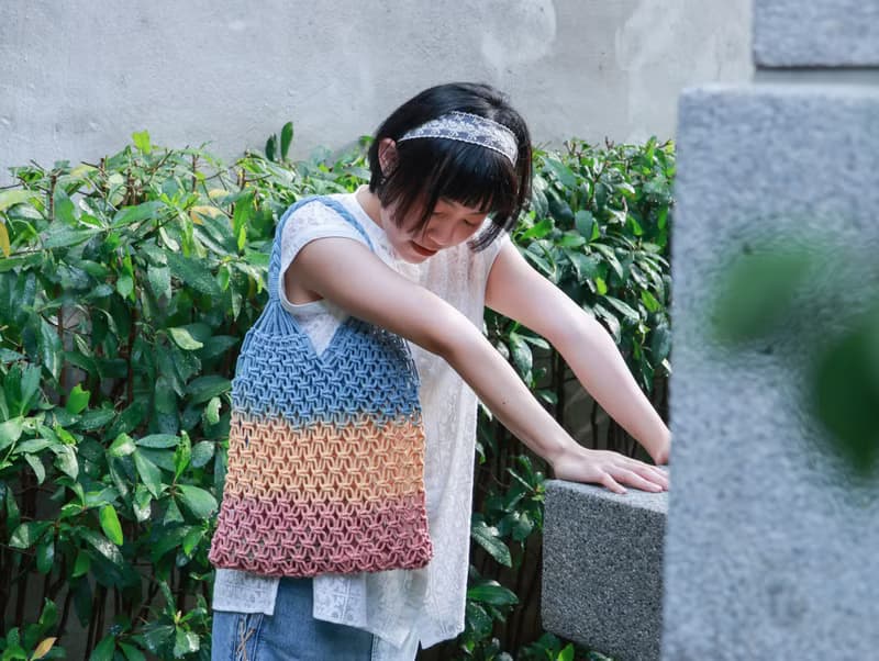 彩虹 手染編織托特包 夏日配件 職人手工渲染