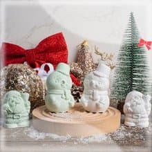 QIDINA 4入/純手工除濕防霉香氛珪藻土-聖誕硅藻土-A