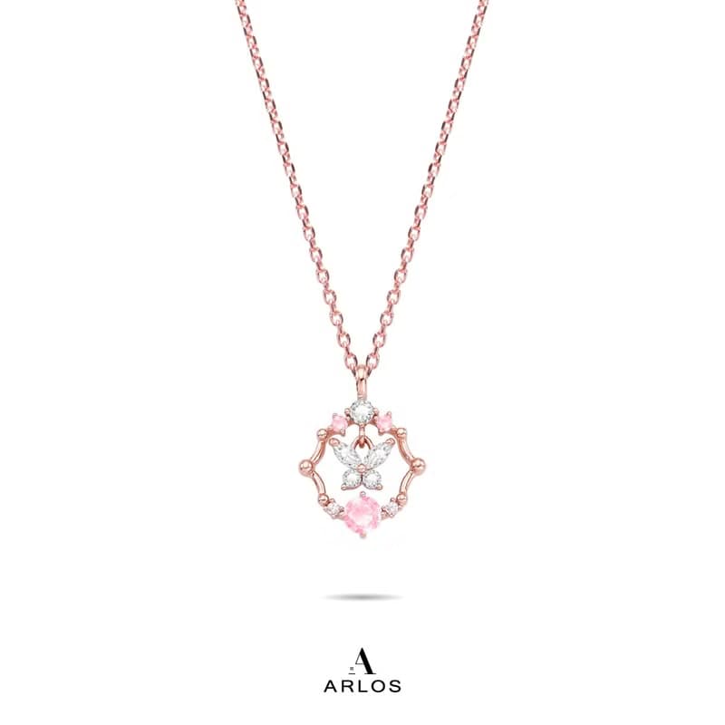 L'amour 氣質皇室蝴蝶頸鏈 (玫瑰金)