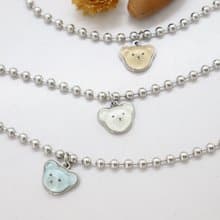 (Surgical Steel) Adorable Teddy Bear Pendant 3mm Ball Cain Necklace Sweet Animal