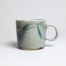 明芽窯 l 柴燒青瓷墨藍把杯 咖啡杯 陶杯 水杯 陶藝品 H