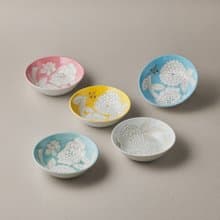 日本美濃燒 - 粉染花朵碗禮盒組(5件式) - 13.3cm - 瑕疵特賣