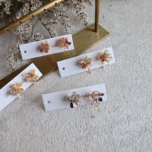 小捧花珍珠耳針耳環 手作水晶花樹脂飾品 新娘頭飾/伴娘配飾