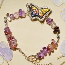 純手工銀繞線蝴蝶寶石手鏈