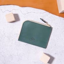 L型拉鍊零錢包 L Zip Coin Wallet / 墨綠 DarkGreen / 免費刻字