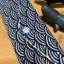 文青風環保純棉筷袋 ~ 寧靜海紋 沈穩藍 潮物 收納 手作餐具袋 禮