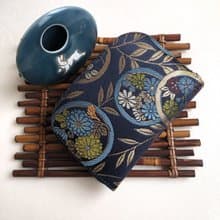 京西陣金襴錦織【紺藍圈上華文】-短夾/皮夾/零錢/禮物