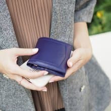 Hannah (Indigo) : Small leather short wallet, folded wallet, Mini wallet