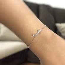 925純銀鍍18K金/修復十字架-銀 可洗澡女生情人節禮物禮盒手鍊B47