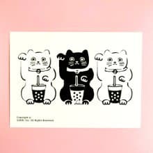 防水貼紙 機車貼紙 行李箱貼紙 招財貓 貓 安全帽貼紙 悠遊卡