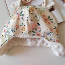 【5日內出貨】寶寶遮耳熊帽:小花朵 彌月禮物 飛行帽 嬰兒帽