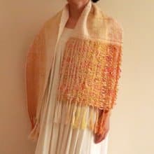 手織りストール　リネンコットン　Sun　タペストリー　ギフト　Shawl (S) 82　母親節　禮物　生日禮物