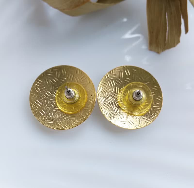 【西洋古董飾品 】景泰藍 白色調 描金花卉 簡約 針式耳環