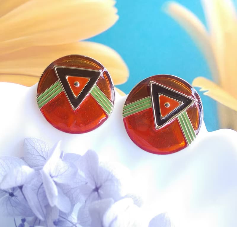 Vintage Jewelry 西洋古董飾品 復古普普 幾何 針式耳環
