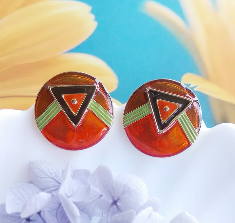 Vintage Jewelry 西洋古董飾品 復古普普 幾何 針式耳環