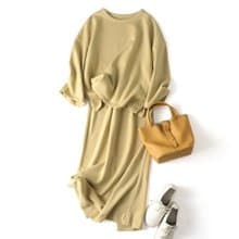 大人に相応しい、きれいめスウェット生地セットアップ　コットン　薄い黄褐色　210904-1 210905-1