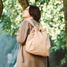 索繩束口後背包L號 ELIO ECO 休閒旅行雙肩包 (粘土卡其)