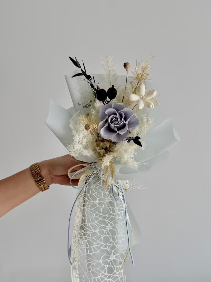 嗜花所 - 藍莓奶昔 七夕情人花束 花禮 情人節 花束 告白花束