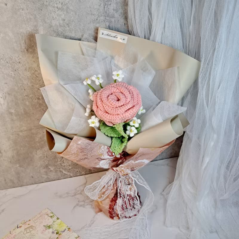 浪漫玫瑰鉤織花束 情人節 畢業禮物 母親節 生日禮物  CRFB003