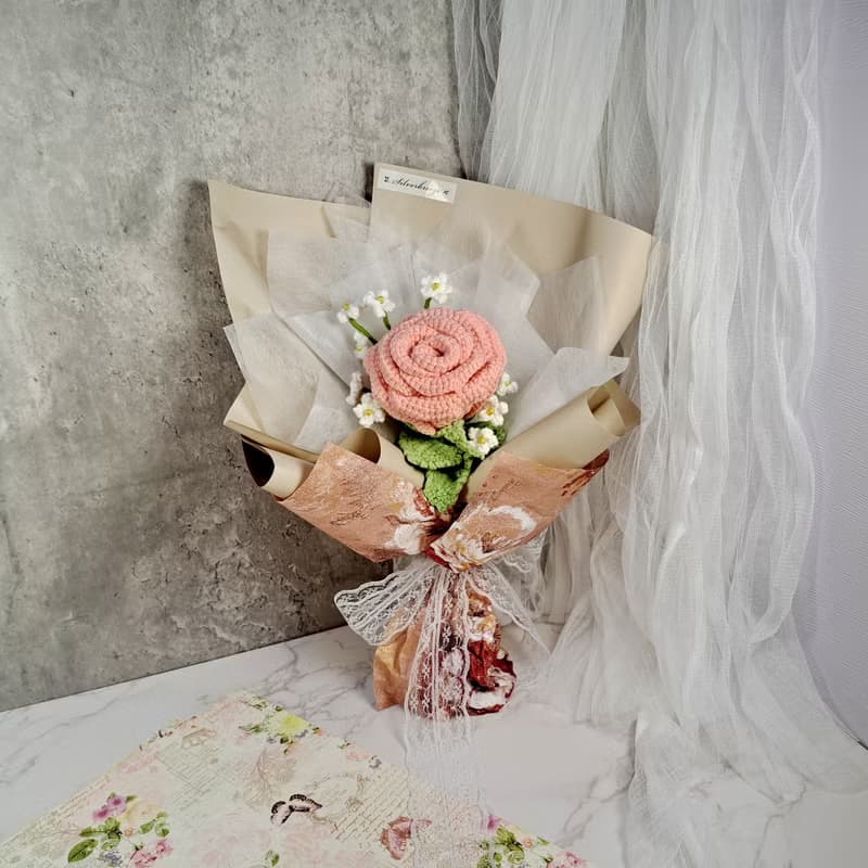 浪漫玫瑰鉤織花束 情人節 畢業禮物 母親節 生日禮物  CRFB003